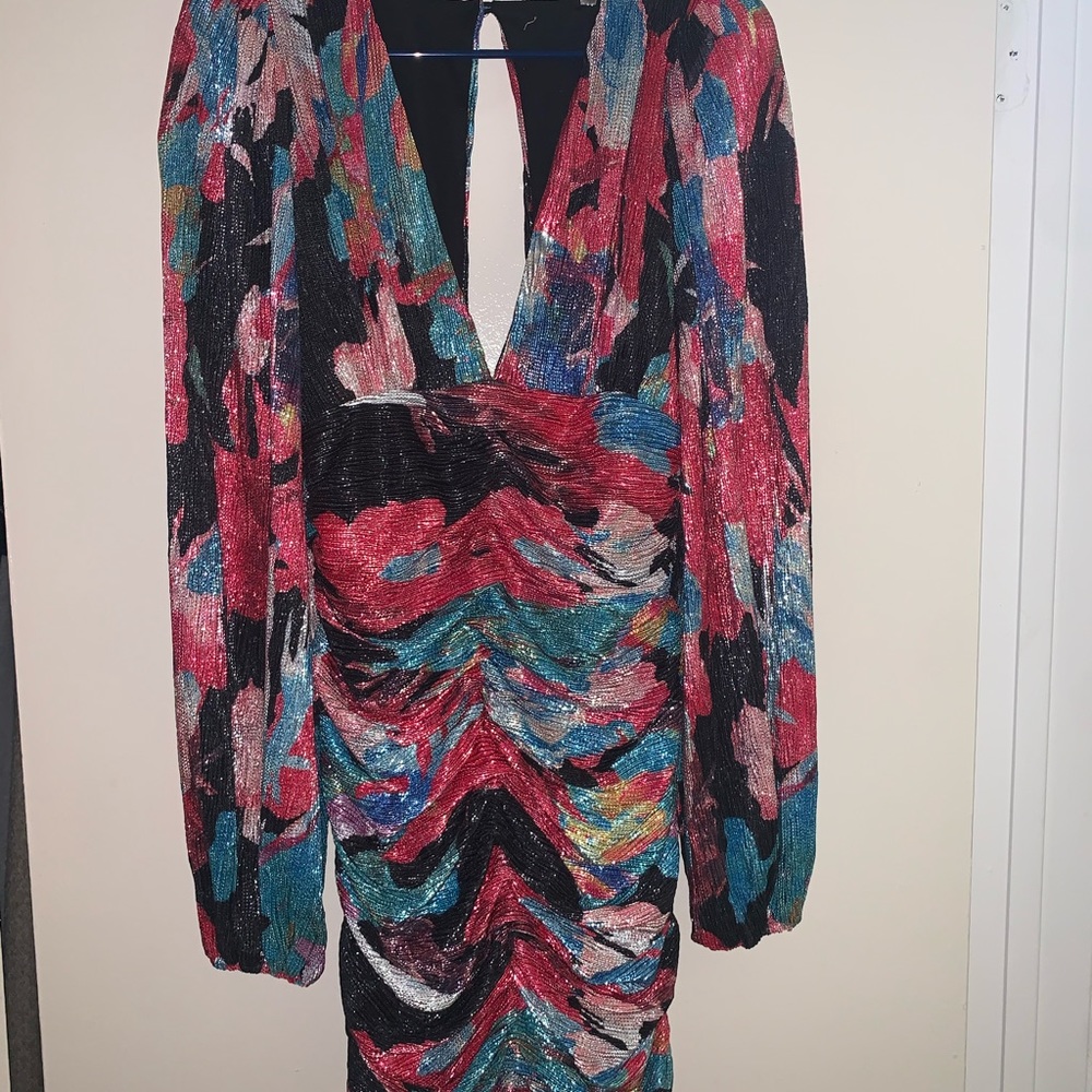 Colorful long sleeve dress with a little shine